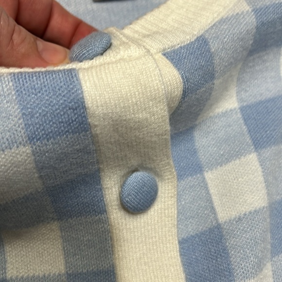 Nanette Lepore Blue Cream Plaid Button Up Cardigan Sz M NWT - Picture 6 of 12